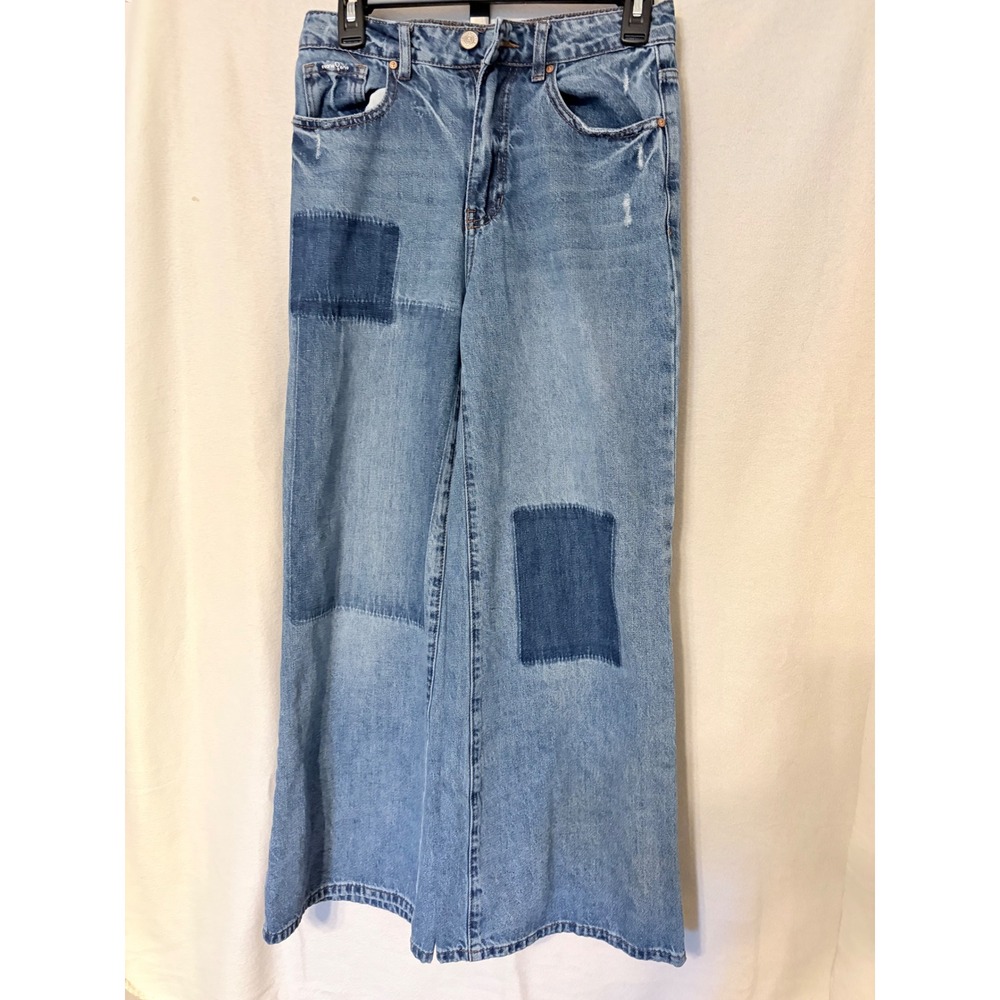 Insane Gene Patchwork Wide Leg Jeans Light Wash High Rise Size 3/25 Denim